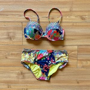 FLORAL KIMONO PATTERN BIKINI SET